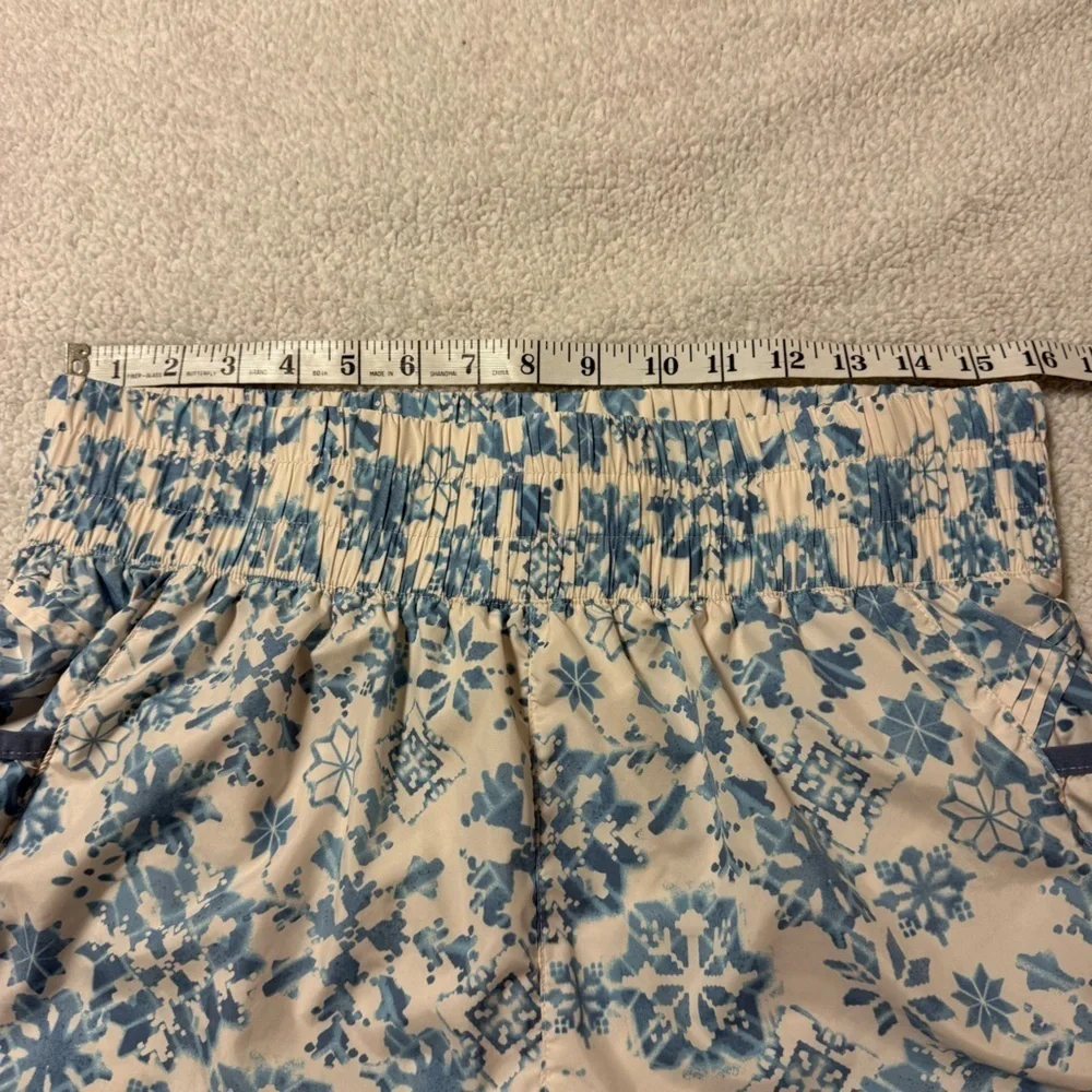 Free People FP Movement Get Your Flirt On High Rise Workout Shorts White Blue